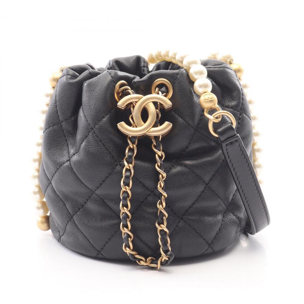 Chanel Matelassé drawstring shoulder bag/handbag, lambskin leather, women's, ...
